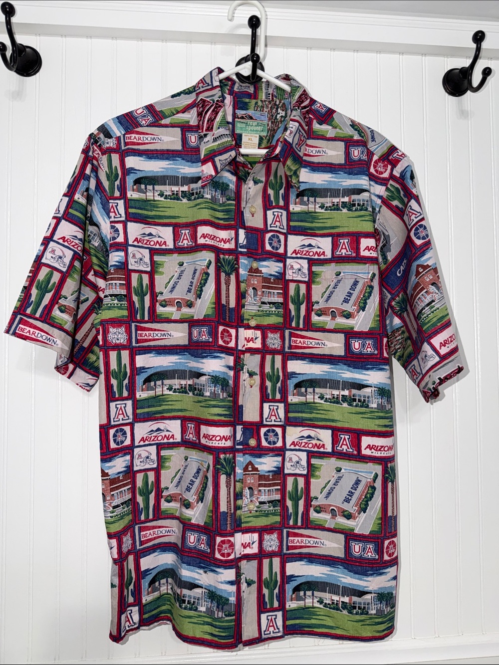 Vntg UofAZ REYN SPOONER Mens Cotton Shirt University of AZ Bear Down 80-90’s EUC